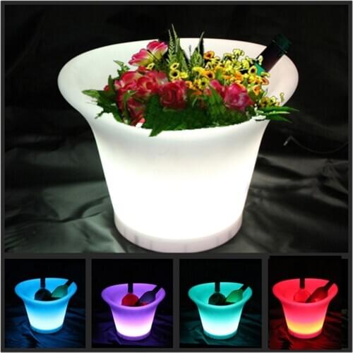 SK-LF08A (L29.0*W25*H25cm) 16 Color Change LED Flower Pot Illuminated Planter with 24 keys Remote Control Free Shipping 1pc