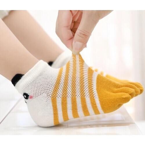 Toddler Baby Kids Girls Boys Cartoon Socks Babies Child Animal Five Fingers Sock Hosiery Mesh Breathable Toe Socks Accessories