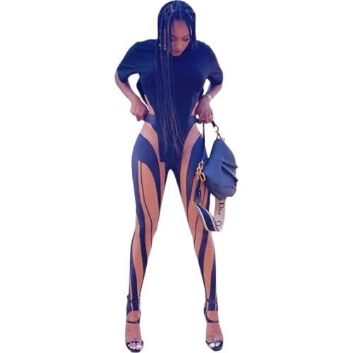 Womens Striped Print High Waist Leggings Sexy Pull Up Waist Color Block Skinny Full-Length Pants