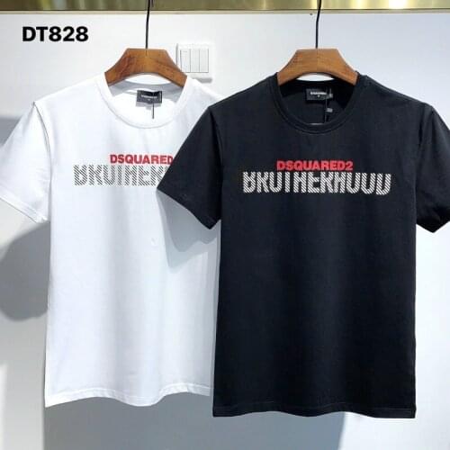 Dsquared2 New Men/Women Street Hip-Hop Round Neck Short-Sleeved T-Shirt Cotton Locomotive Letter Printing Casual Tee DT828