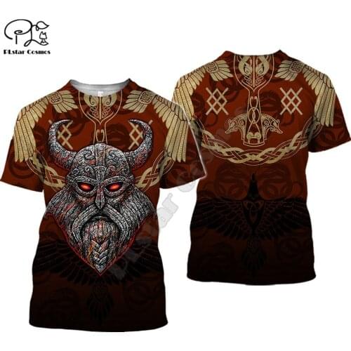 PLstar Cosmos Fashion summer women for men 3D full printed harajuku t shirts Viking tattoo Short sleeve T-shirt style-4