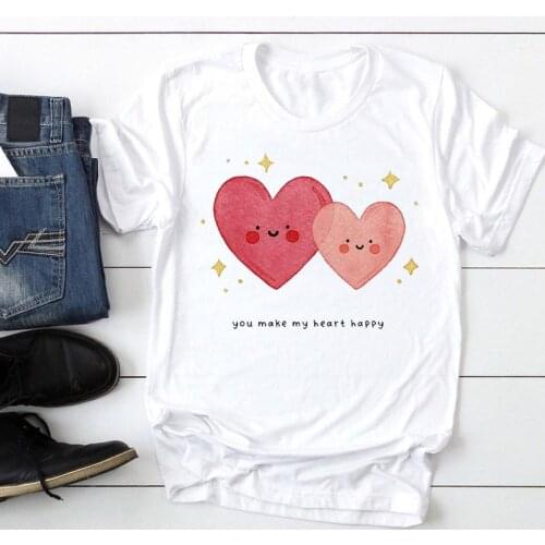 Clothes T-Shirt Women Love Sweet Cute New Short Sleeve Fashion Cartoon Summer Lady Print Tee Graphic T Top Female Tshirts