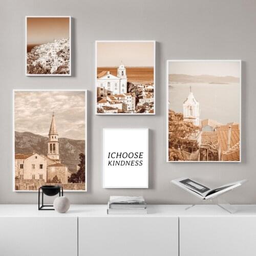 City Building House Scenery Vintage Poster City Landscape Nordic Art Canvas Print Painting Wall Picture Modern Home Decoration