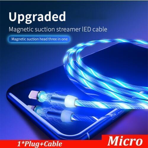 Glowing Magnetic Charging Cable Fast Charging For iphone 6 7 8 x xs For Android Type-C Phone Micro Charging Cable Easy Charging