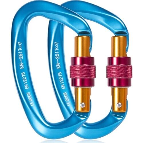 25KN Mountaineering Caving Rock Climbing Carabiner D Shaped Safety Master Screw Lock Buckle Escalade Equipement SES0057