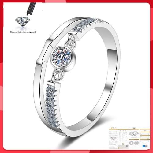 Classic 925 Sterling Silver moissanite Ring 0.1 ct Round Brilliant Cut Simple Engagement Anniversary Ring fine jewelry
