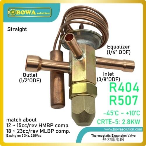 4/5HP R404a/R507 TEV matches HBP, MBP and LBP compressor, as throttle valve in refrigerated air curtains or showcase in shops