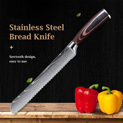 8“ Stainless Steel Kitchen Knife Professional Serrated Design Slicing Knife Toast Bread Knife Baking Tool Cutter For Cheese Cake