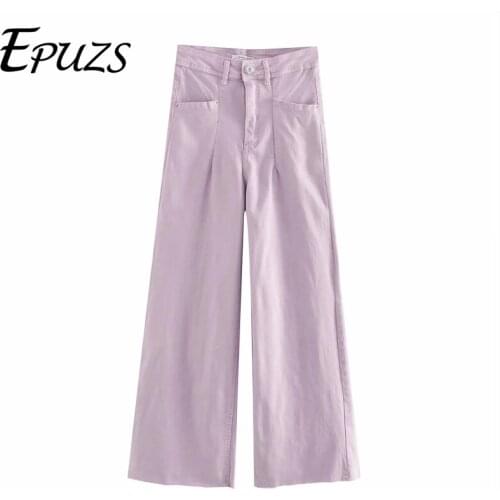 Fashion High Waist Jeans women Denim Pants Vintage Zipper Loose Full Length Wide Leg pants casual Green Jeans Pants 2021