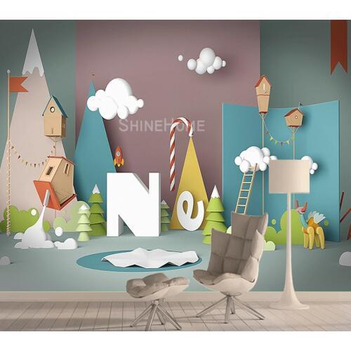 Cartoon House Mural Wallpaper 3d Wallpapers for Living Room Kids Wall Papers Home Decor Paper Bedroom Peel and Stick Wallpaper