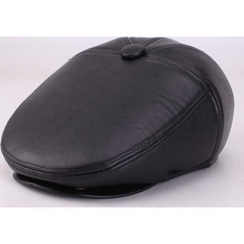 Mens Leather Baseball Cap Brand Pu Leather Beret Velvet Newsboy Belt Hunting Gatsby Caps Hats Boinas Keep Warm Flat Caps