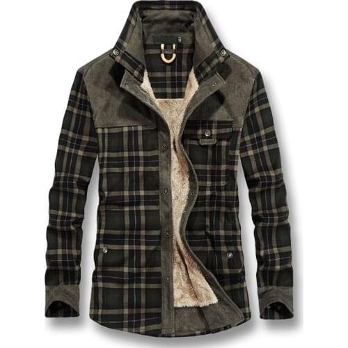 2021 Male Casual Fashion Slim Fit Large Size Winter Shirt Men Autumn Winter Thick Fleece Plaid Shirts Camisa Masculina