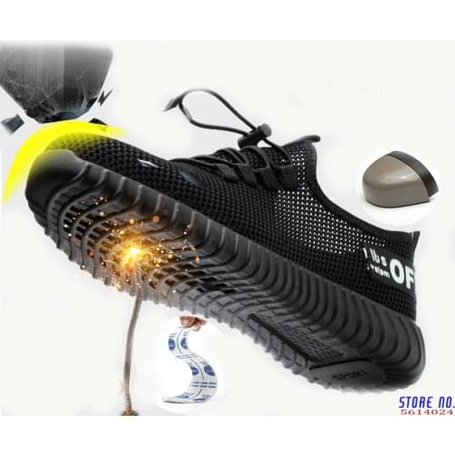Mens Breathable Work Safety Shoes Men Outdoor Anti-slip Steel Puncture Proof Construction Safety Boots Shoes Steel Toe Cap