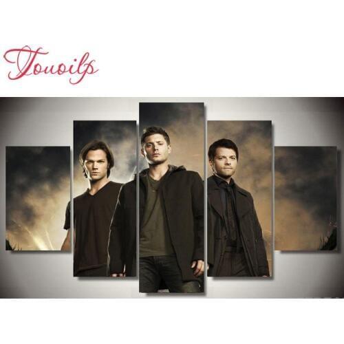 Touoilp diy 5pcs supernatural 5d diamond painting crystal 5d diamond embroidery spuare&round crystal painting cross stitchsets