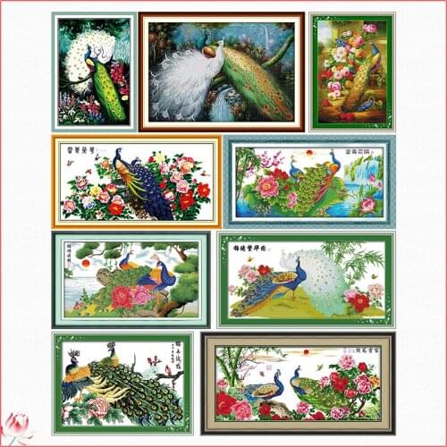 Joy Sunday Beautiful Animals Pattern Cross Stitch Kit 14ct 11ct Peacocks Embroidery Set DIY Handmade Sewing Needlework Gift