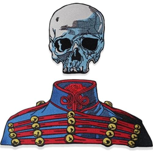 Skull Embroidery Patch Chothing Badge Applique Decoration Iron on Backing Punk Custom Apparei Sticker Rider Badge Motorcycle
