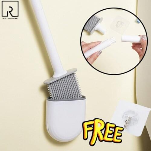 Wall Mounted Toilet Brushes WC Plastic Detachable Cleaning Tools with Holders Quick Drying Silicone Head Bathroom Accessories