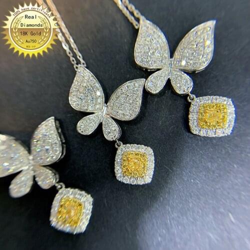 Real 18K gold necklace natura 0.75ct diamonds necklace H-M029