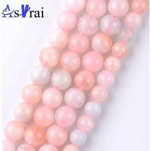 Genuine Natural Gem Stone Morganite Round Loose Beads for Jewelry Making 6 8 10mm Round Spacer Beads Diy Women Bracelet Necklace