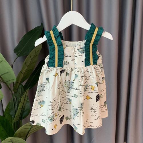 1-4 Years Baby Girls Dresses Fashion Printed Ruffled Strap Dress Princess Party Clothes Kids Clothing Toddler Girls Dress Summer