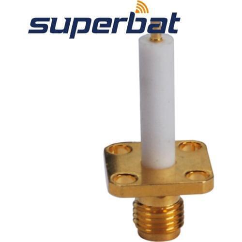 Superbat SMA 4 hole Panel Mount Jack with Long Extended Dielectric and Solder RF Coaxial Connector