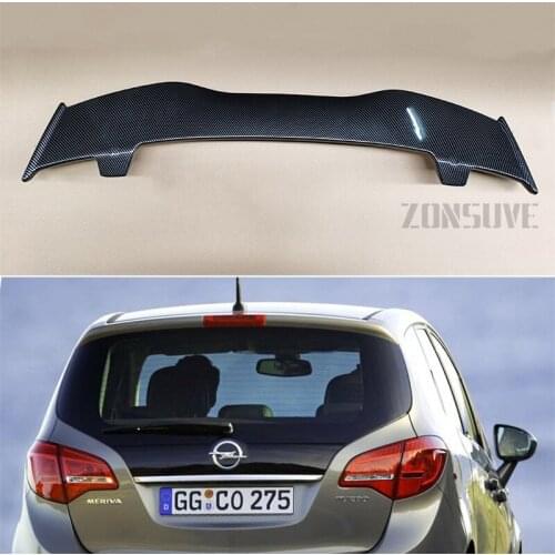 Use For Opel Meriva 2013-2014 Spoiler ABS Plastic Carbon Fiber Look Hatchback Roof Rear Wing Body Kit Accessories