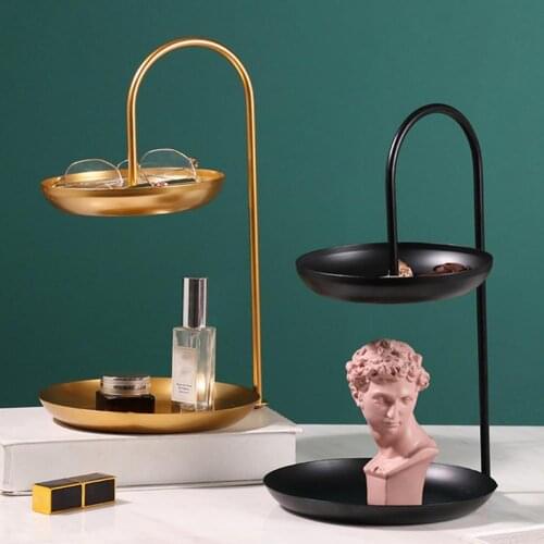 Storage Shelf Double Layers Cosmetic Organize Wrought Iron Jewelry Organizer Holder for Home Storage Holders