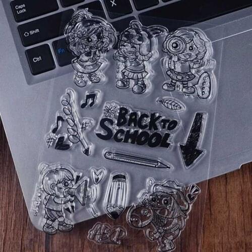 Transparent Clear Stamps Back to School for Scrapbooking DIY Silicone Seal Photo Album Decor Embossing Folder Template Sheets