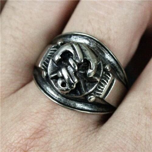 Drop Ship Big Anchor Ring Mens 316L Stainless Steel Polishing Fashion Cool Vintage Anchor Ring