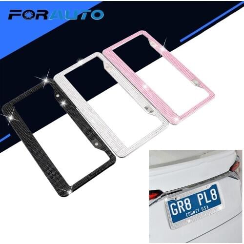 For USA Canada Truck Car Frame Plate Handcrafted Rhinestone License Plate Holder Bling Crystal License Plate Frame