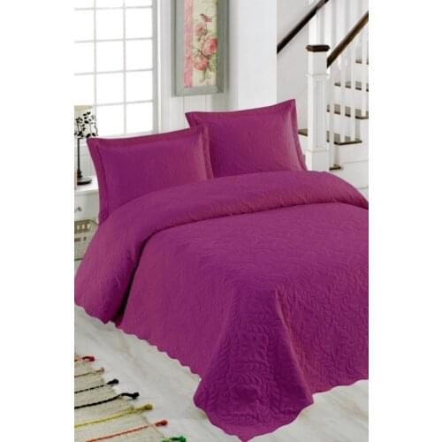 Ivy Fuchsia Double Personality Microfiber Quilted Bedspread Cotton-Polyester 250x260 Çarşafsız Single Size Pink