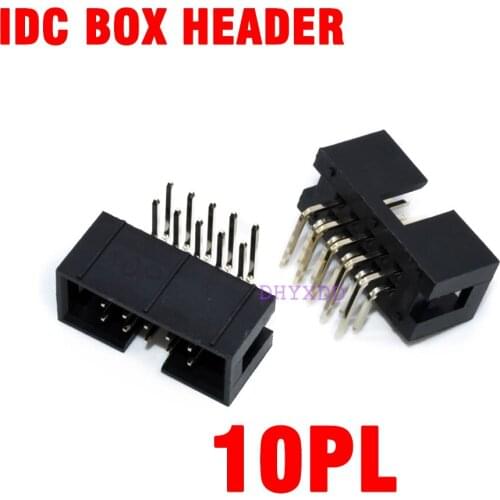 10Pcs DC3 2x5 Pin 10 Pin 2.54mm ISP Right Angle Male Double-Spaced Pin Male IDC JTAG Socket Box Header Connector