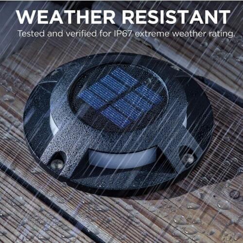 Solar Deck Lights Driveway Dock 4 LEDs Light Solar Powered Outdoor Waterproof Road Markers for Step Sidewalk Stair Garden Ground