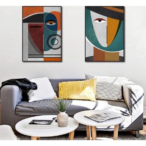 Modern Abstract Face Canvas Painting Wall Art Contemporary Geometry Picture Posters and Print Craft for Living Room Decoration