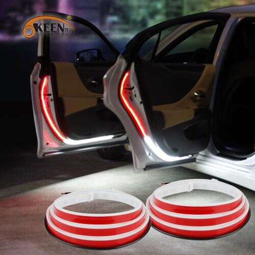 OKEEN Universal Car Door Opening Light Strip 2in1 Red Flash Warning Light and Flow Welcome Light Anti Rear-end Collision Lamp