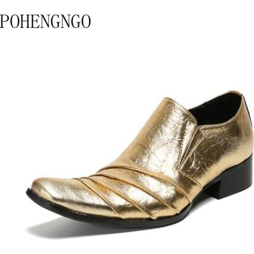 Classic Red Oxford Shoes For Men Golden Formal Shoes Men Genuine leather Shoes Zapatos De Hombre Wedding Party Dress Shoes Men