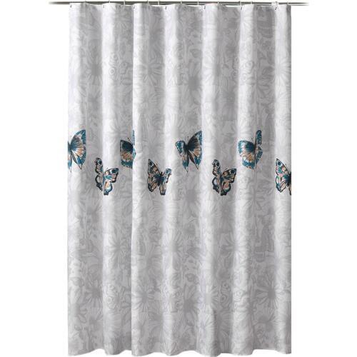 Thicken Polyester Shower Curtains Butterfly Pattern Bath Screen Bathroom Accoessory Waterproof Shower Curtain With Plastic Hooks