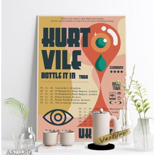 Kurt Vile Rock Music Star Vintage Art Poster Hot Singer Bottle It In Tour Wall Stickers Abstract Canvas Painting Wall Art Decor