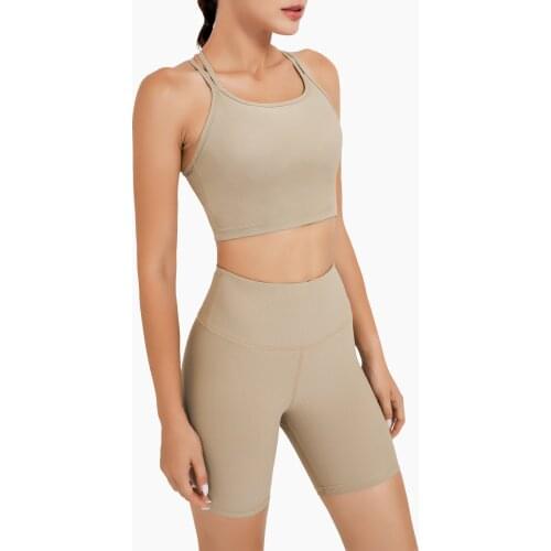 High Elastic Yoga Set for Women Seamless Padded Crop Bra Striped Shorts Gym Suit Hip Running Clothes Yoga Suit Sports Suit