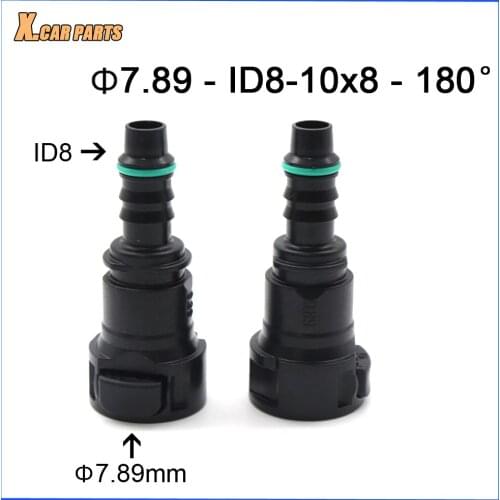 High Qulaity Car Fuel Line Hose Pipe Quick Release Female Connector 9.89mm ID8 10x8 180 degree Auto Urea Connector 2PCS