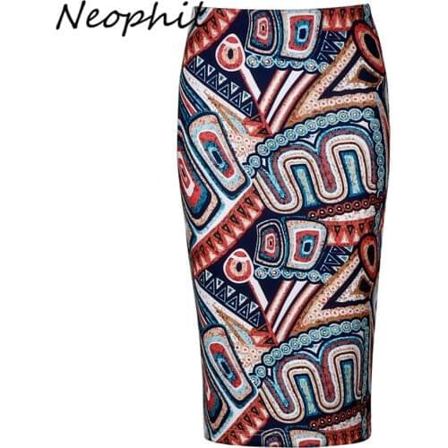 Neophil 2020 Winter Bohemian Bobo Ethinic Floral Print Midi Pencil Skirts Slim High Waist Bodycon Wrap Office Casual Saia S1231