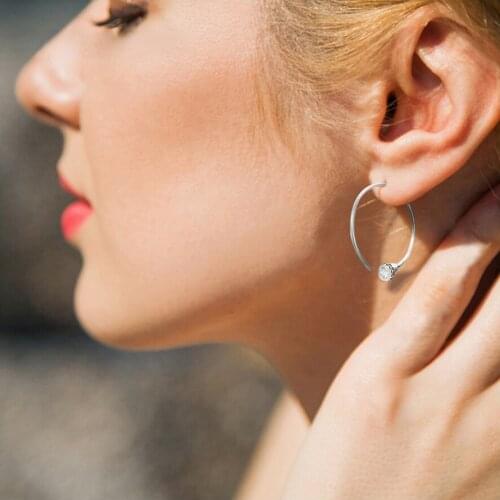 1 Pair Gold Rose Gold Silver Color Crystal Stud Earring For Women Stainless Steel Earring Circle Earrings Fashion jewelry Party