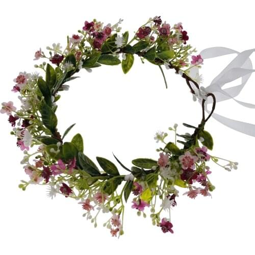 Breathable white Flower Wreath Crown Festival Headband Bride Women Hair Accessories Headdress Flower Garlands Wedding Headwear