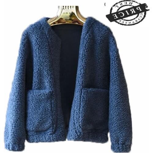 Winter Coat Female 100% Wool Jacket Women Clothes 2021 Korean Vintage Sheep Shearing Jackets Elegant Fur Tops Hiver 2322