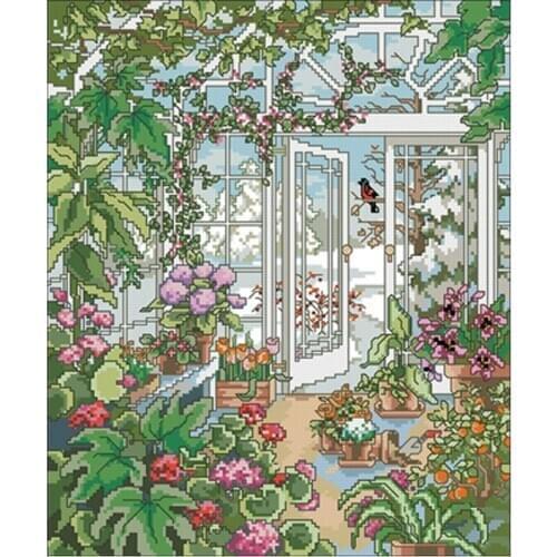 Winter greenhouse patterns Counted Cross Stitch 11CT 14CT DIY Chinese Cross Stitch Kit Embroidery Needlework Sets home decor