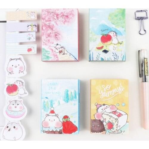 1pack /lot Cute Peach Hamster Animal 6 Folding Sticker Notes Memo Pad Paper Stickers Office School Stationery Gifts
