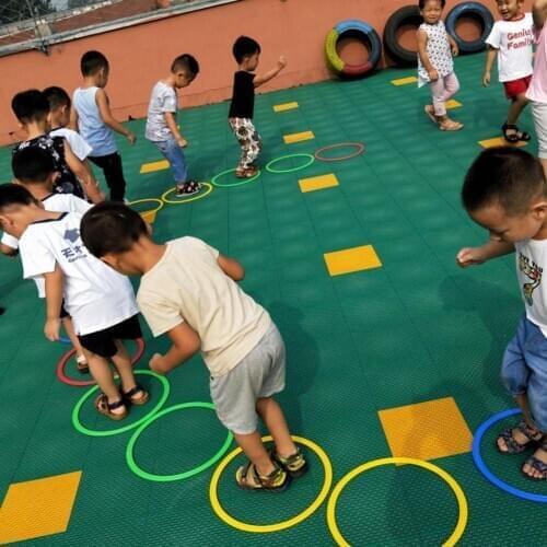 10Pcs Outdoor Kids Hopscotch Game Jumping Plastic Ring Integration Training Toy