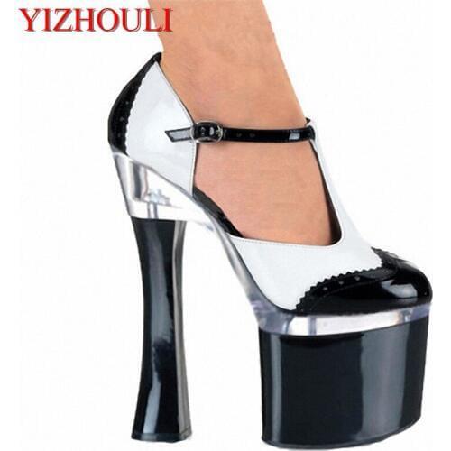 18 cm high documentary shoes Hate day high party with lighter shoes paint simulation skin clubs in Europe and America sexy