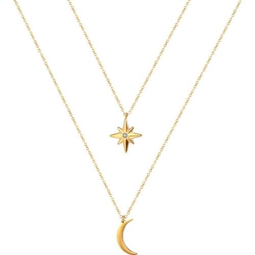2021 Fashion Lastest Stackable North Star Pendant Necklace 316L Stainless Steel Layered Women Metal Necklace Gift For Girlfriend