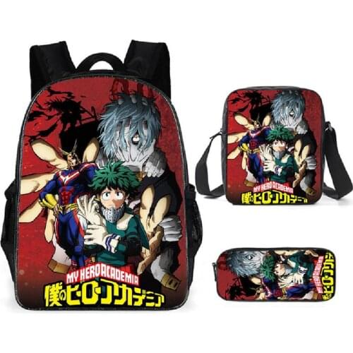 Fashion children Kids School Bags sets Cute Cartoon Anime 3pcs Set Student Backpack Teenagers Boys bag Mochila Rucksack